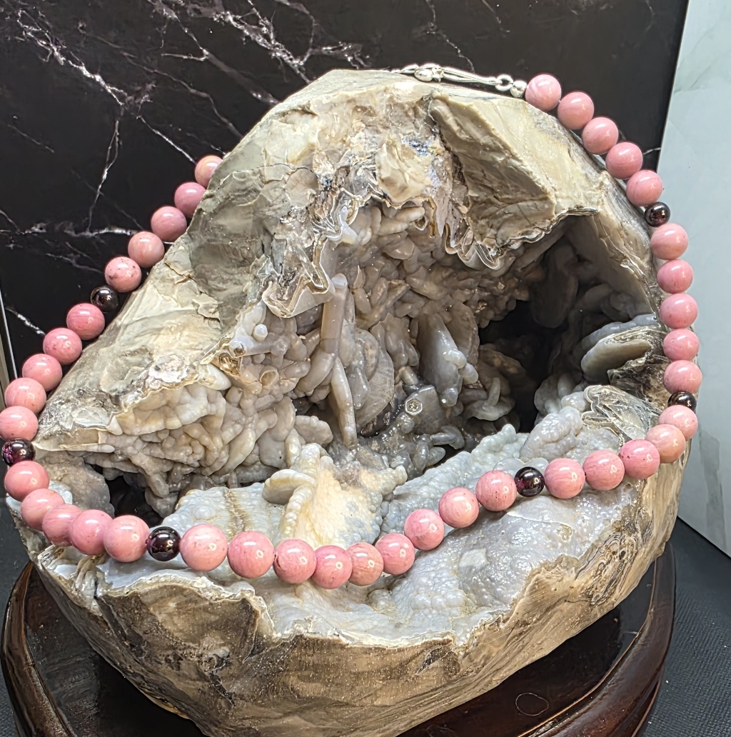Jay King Rhodonite Garnet Necklace 925 Sterling 16 3 Extender 90$